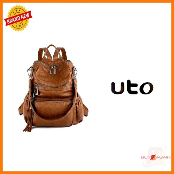 Large Vegan Leather Backpack with Laptop Compartment and Multiple Pockets main image 5